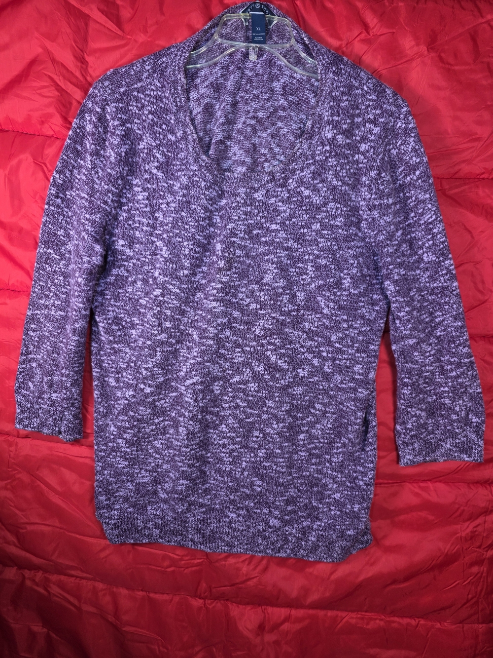 Karen Scott Purple Marled V-Neck Sweater